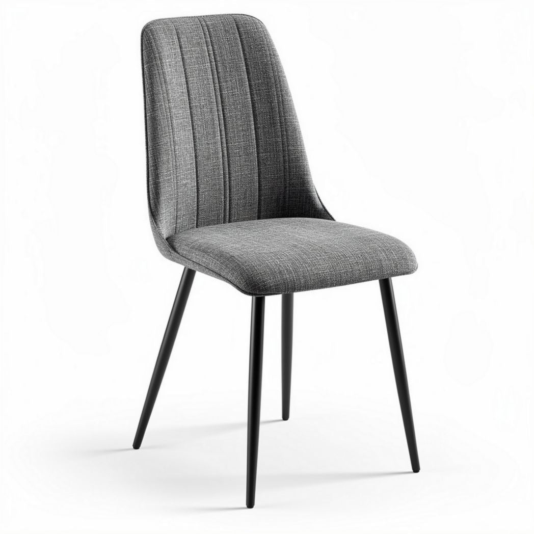 Upholstered dining chair in gray fabric with metal legs 40 x 45 x 90cm