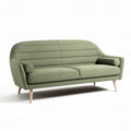 Green fabric three-seater sofa with wooden legs 180 x 85 x 75cm