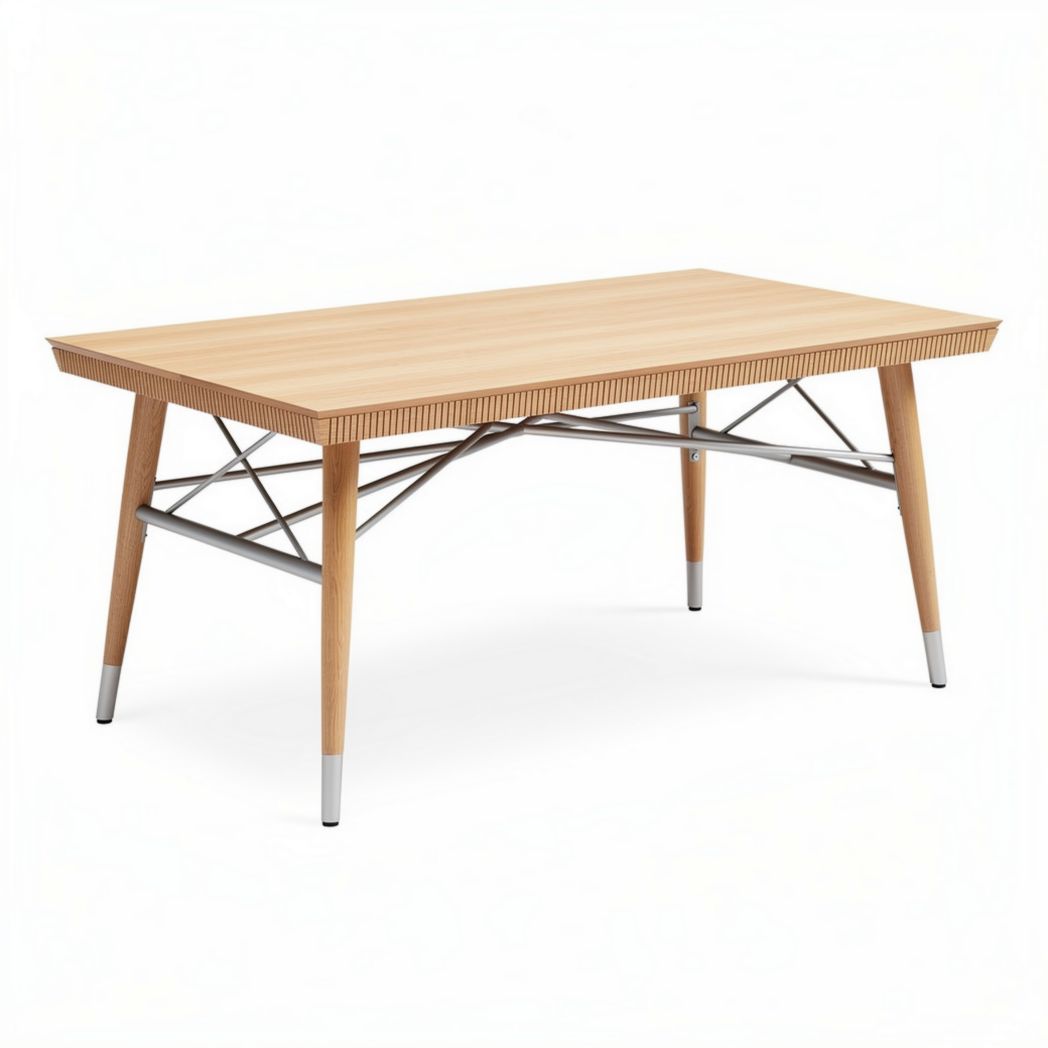 Wooden dining table with metal legs and modern design 150 x 75 x 75cm