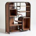 Wooden and metal bookshelf for living room display with modern design 140 x 30 x 135cm