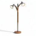Wooden floor lamp with adjustable metal shades and base 50 x 50 x 150cm