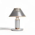 Metal table lamp with conical shade and silver finish 20 x 20 x 30cm
