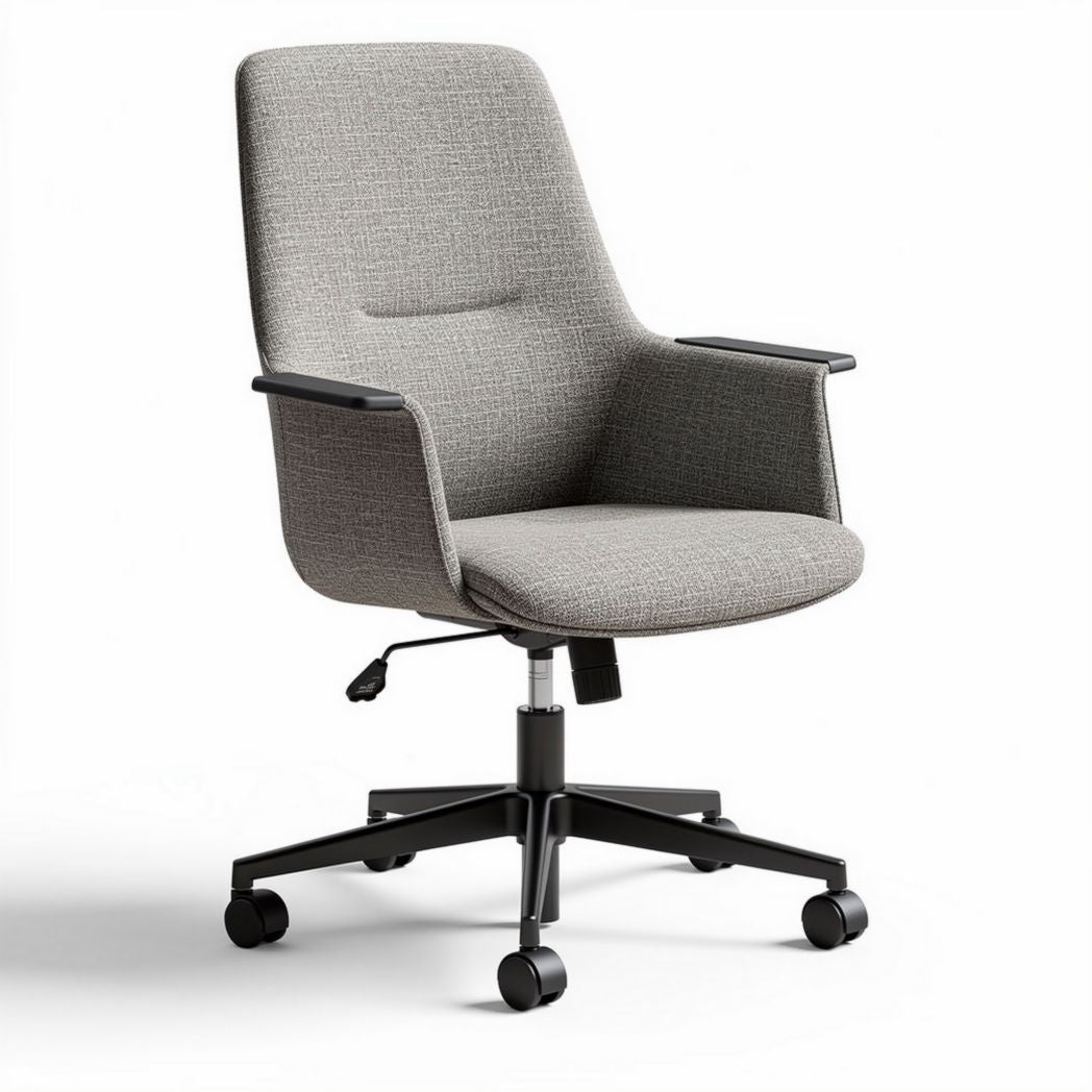 Office chair with adjustable height grey fabric upholstery size 60 x 60 x 100cm