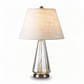Glass table lamp with fabric shade and modern geometric design 30 x 30 x 55cm