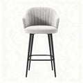 Upholstered bar stool in light gray fabric with black metal legs 50 x 50 x 100cm