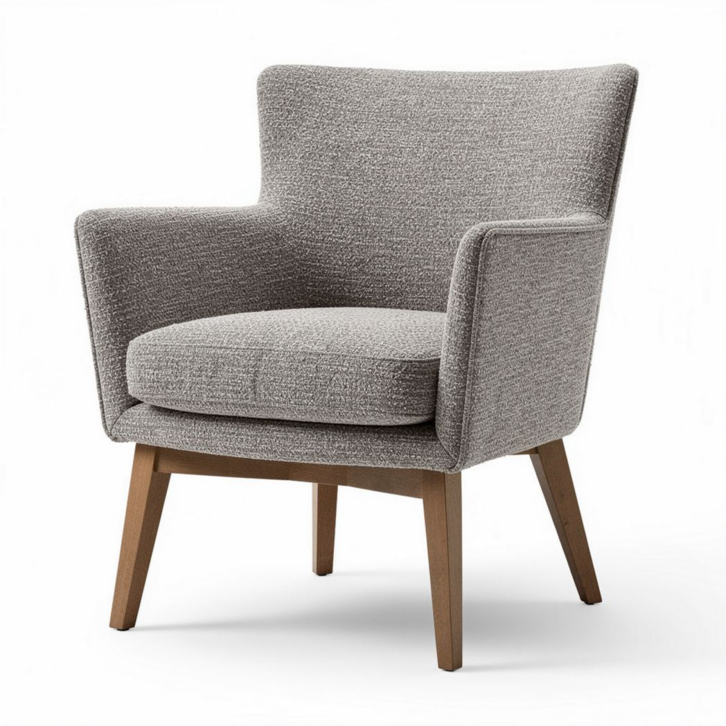 Fabric lounge chair with wooden legs in gray 85 x 75 x 80cm