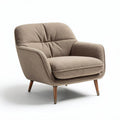 Taupe upholstered lounge chair with wooden legs dimensions 80 x 80 x 85cm