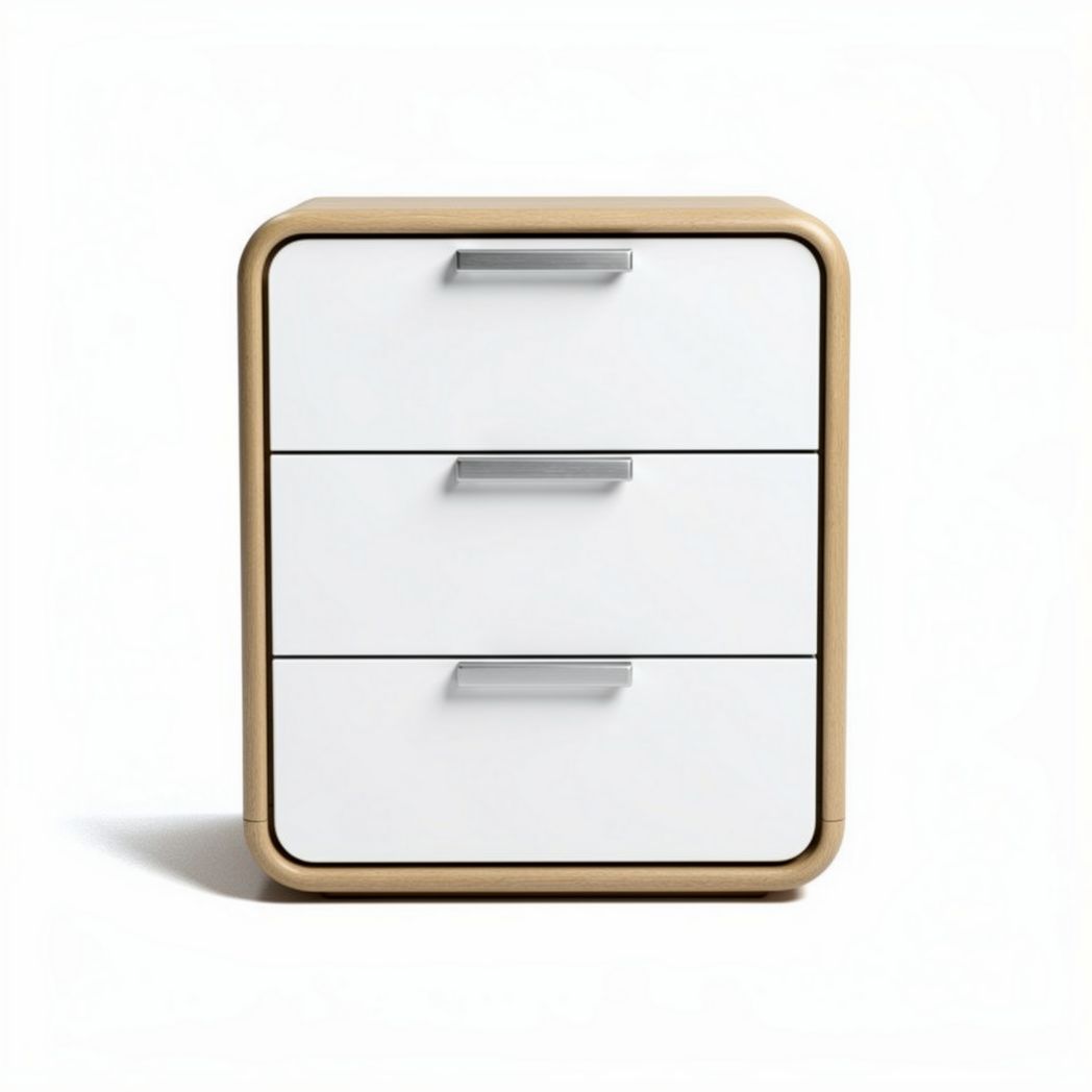 Wooden nightstand with three drawers and white finish 40 x 40 x 50cm